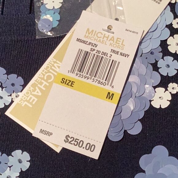 MICHAEL KORS NWT TRUE NAVY SEQUENCE DECORATION DRESS MEDIUM - Picture 8 of 11